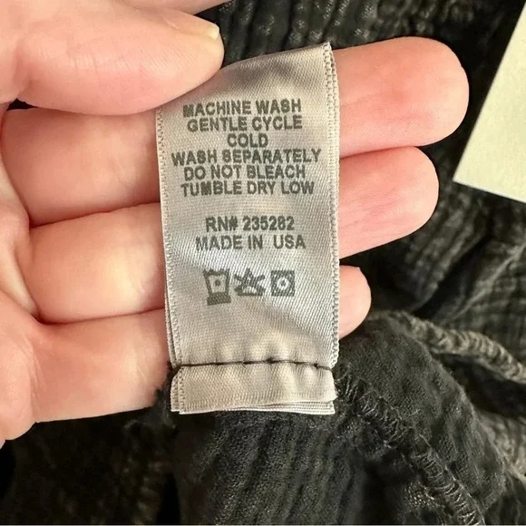 NWT LACAUSA Gauze Black Mineral Wash Organic Cotton Long Sleeves Dress Sz M - Picture 12 of 14